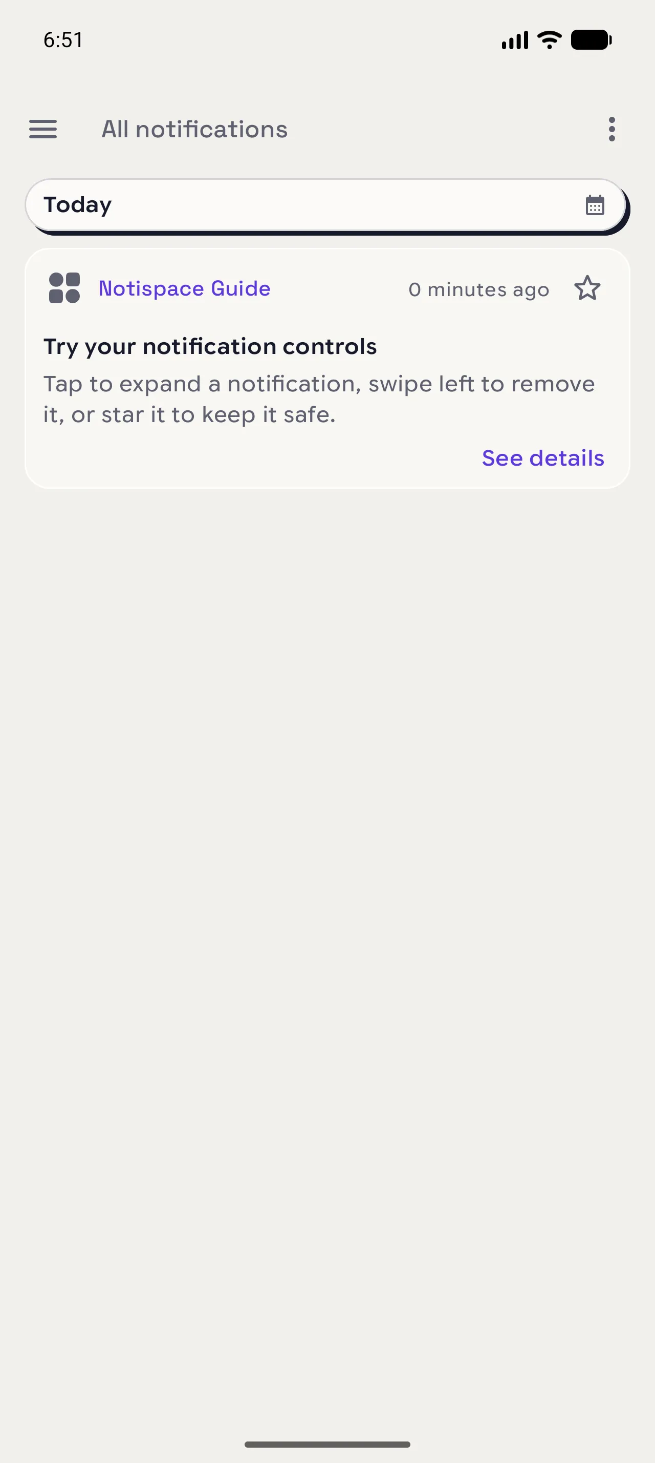 An expanded Notispace notification card with the See details action