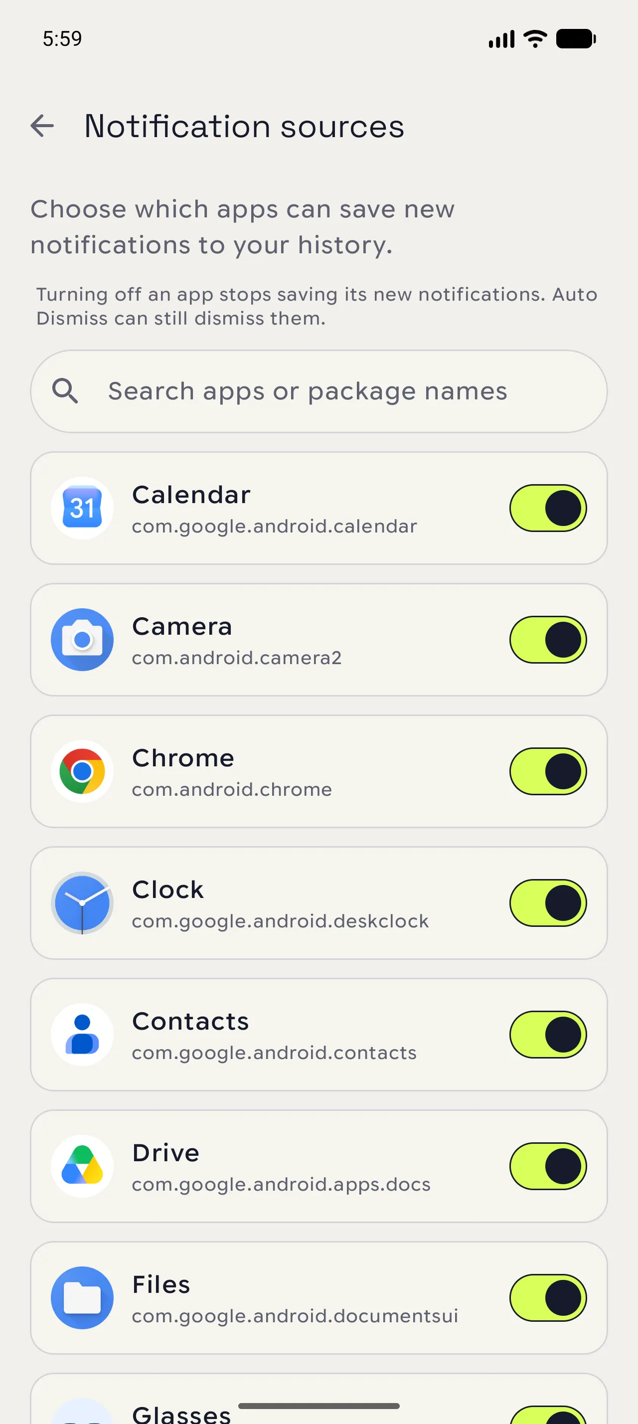 Notispace notification sources list