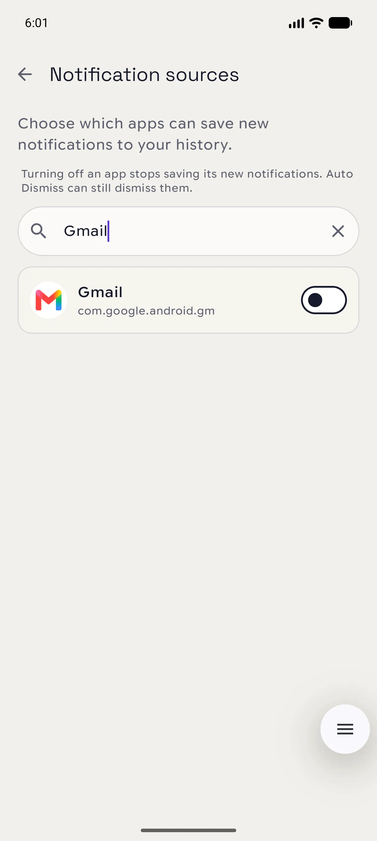 An app source switch in Notispace
